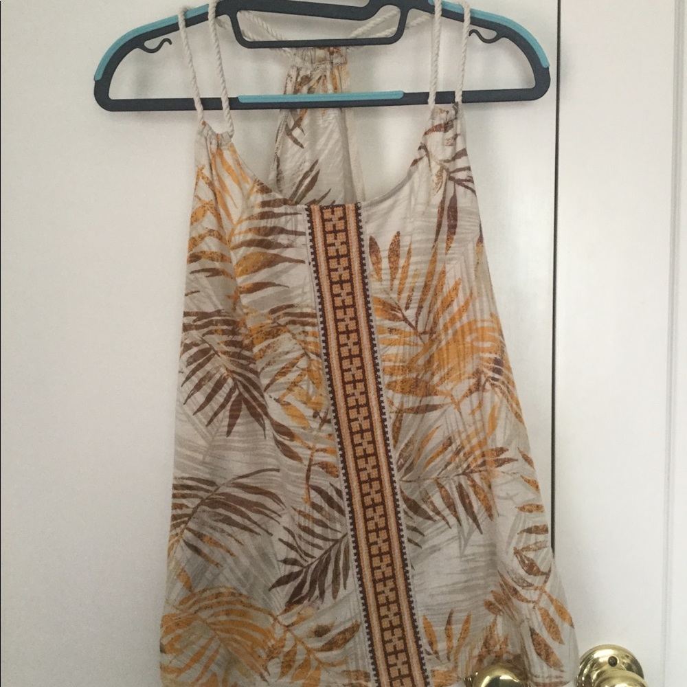 Rope Strap Fern Patterned Tank Top